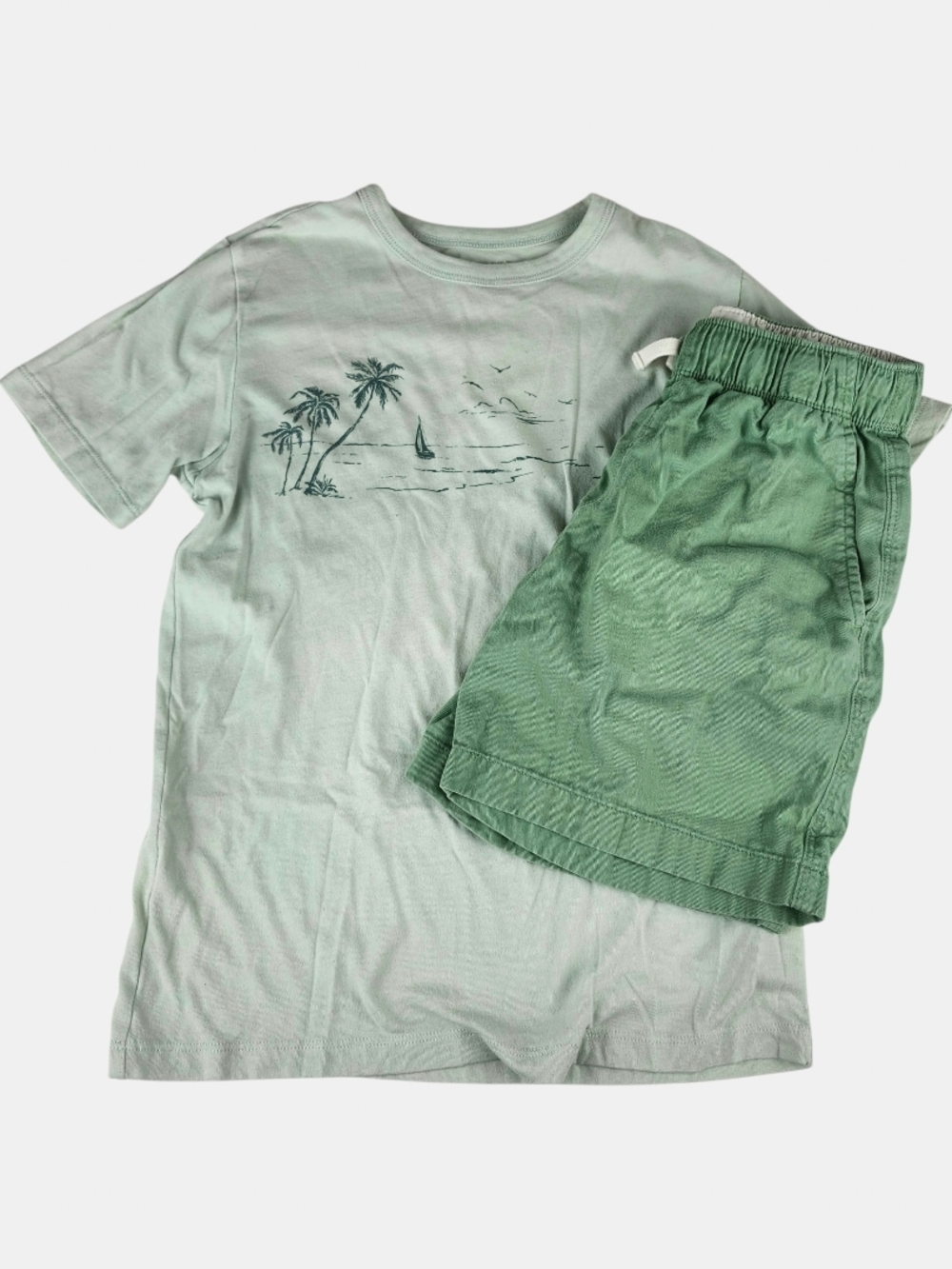 Crewcuts Light Mint Graphic Tee and Green Drawstring Shorts Set